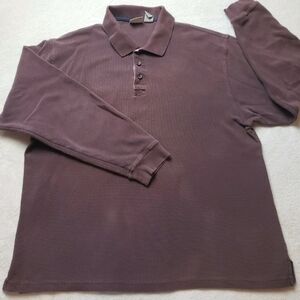 L.L. BEAN Burgundy Long Sleeve Polo Shirt Men Size XL Buttons Collared